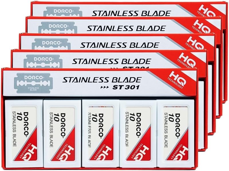 Lâminas de barbear de dois gumes DORCO ST301 Platinum Extra, pacote com 500 unidades