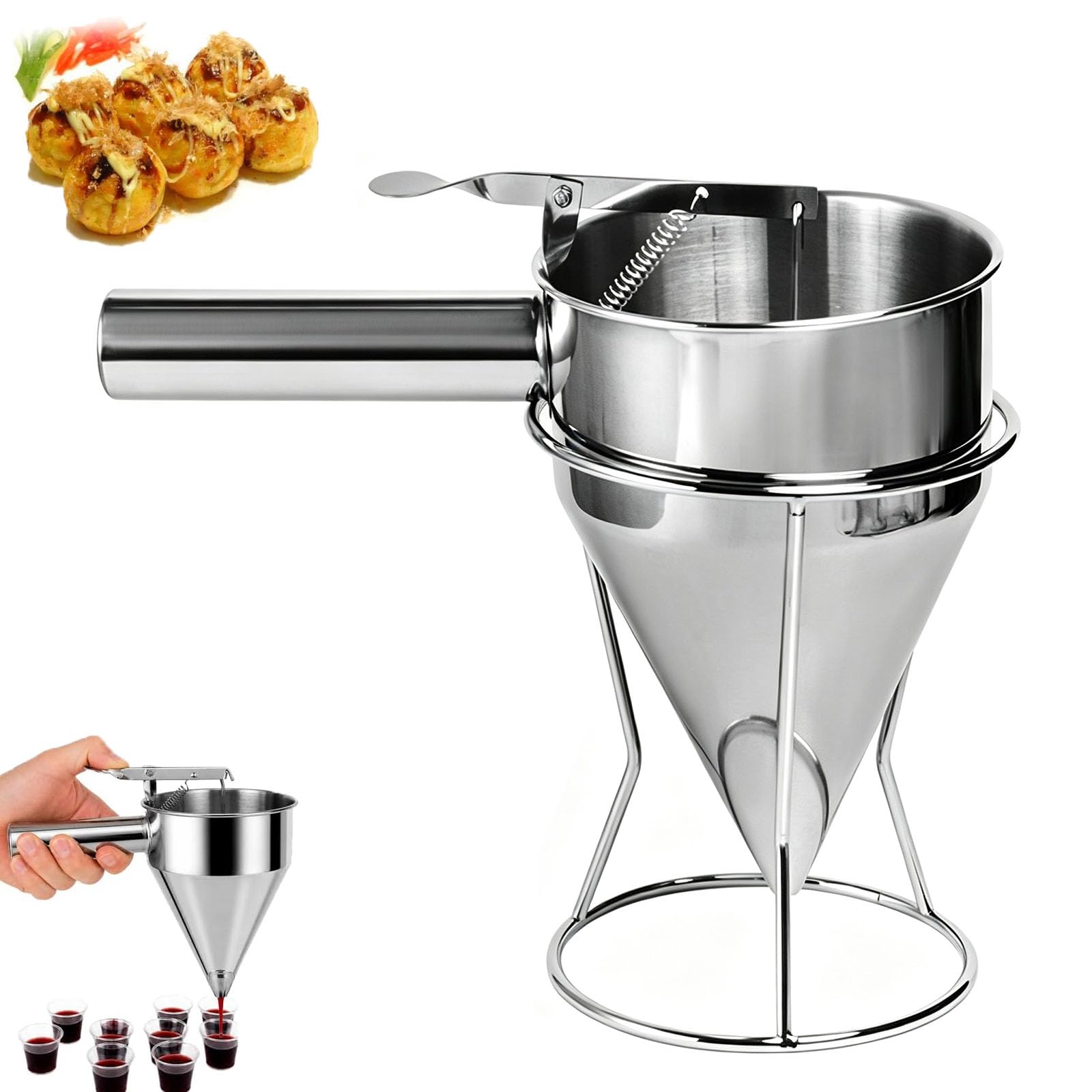 Stainless Steel Communion Cup Filler, One-Handed Press Dispenser with Stand, 42 Oz Wine & Juice Server, Fills 42+ Cups Per Refill, Church Worship Supplies
