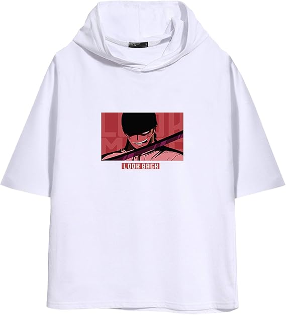 Amazon Tシャツ メンズ One Piece Zoro 半袖 フード付き 大きいサイズ ゆったり ワンーピス ゾロ アニメ 漫画 夏服 トップス かっこいい 快適 柔らかい カジュアル ホワイト Xs Tシャツ カットソー 通販