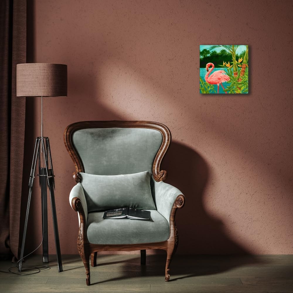 ArtDirect Hot Tropical Flamingo I 15x15 Gallery Wrapped Canvas Museum Art by Baliko, Linda
