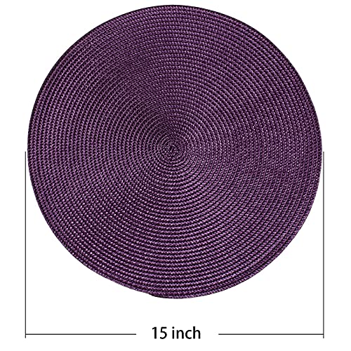 image for AHHFSMEI Round Braided Placemats 15 Inch Round Table Mats for Dining T