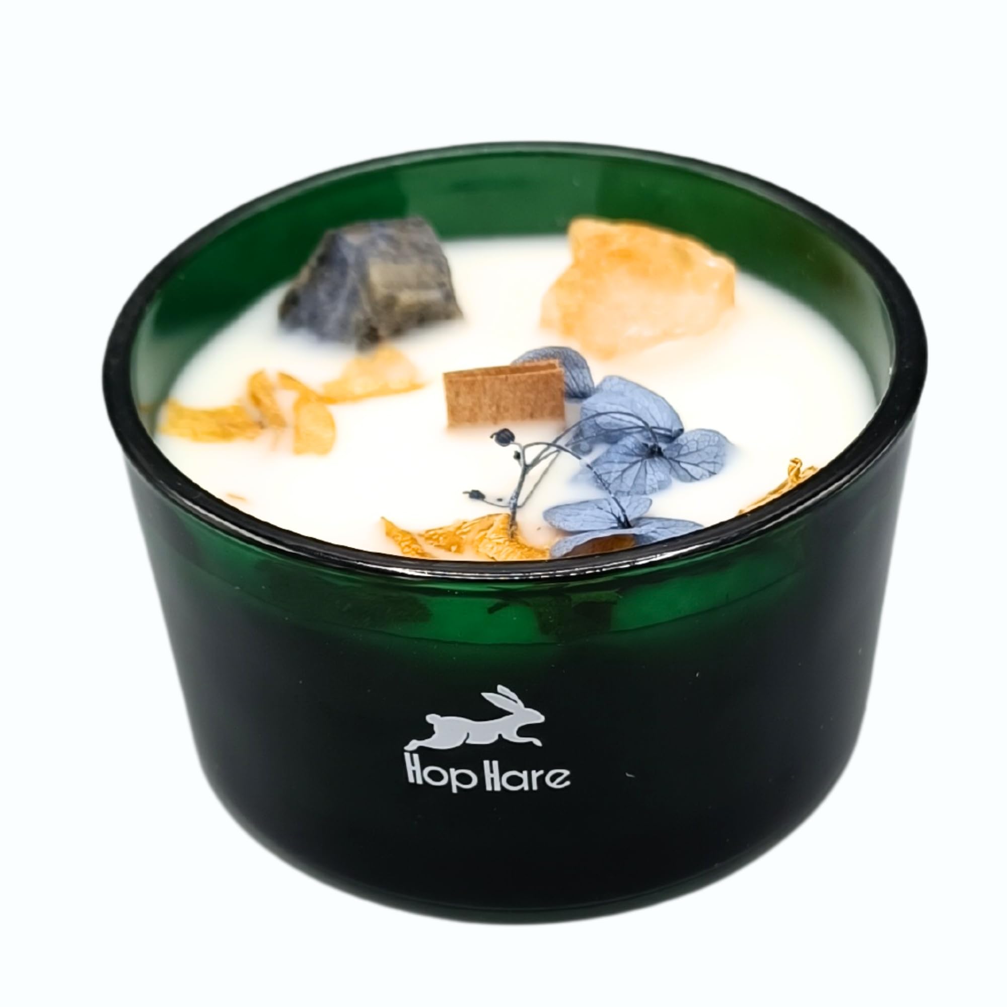 Ancient Wisdom Magic Candle with Flowers and Gems Hop Hare - Handmade Soy Wax Candle - 9x5cm (The Sun)