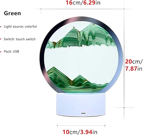 Miniatura 7 de WLWMCFXPWH Lámpara de mesa de pintura de arena movediza 3D decoración giratoria de reloj de arena de 360 lámpara de escritorio de movimiento de