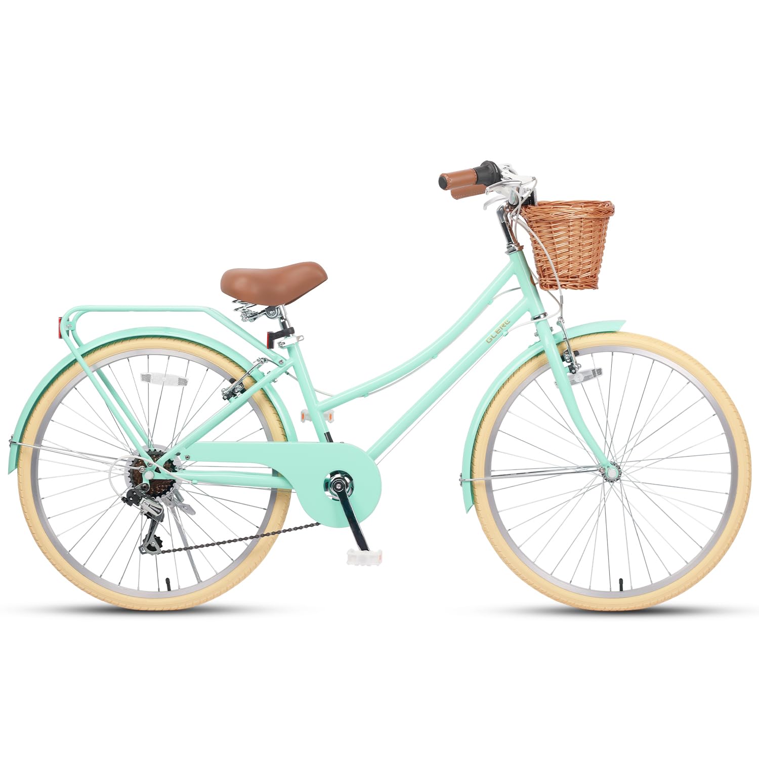 Glerc Missy 20 24 26 Zoll Mädchen Cruiser Hybrid 6-Gang City Fahrrad für Jugend Mädchen über 8 Jahre alt mit Weidenkorb & Leichtgewicht, Mehrere Farben