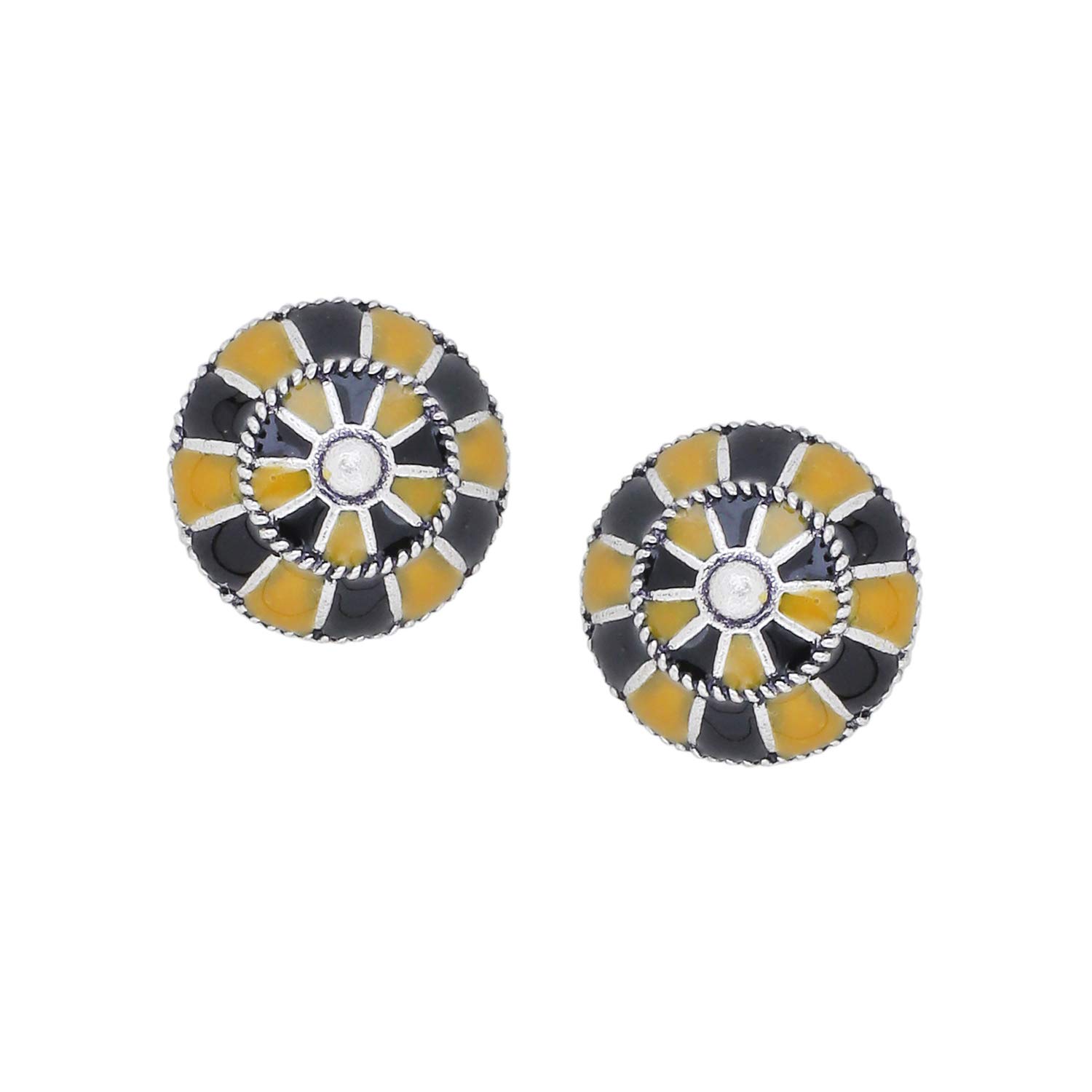 Voylla Taal Mridang Enameled Dholki Stud Earrings for Women's, Multicolor