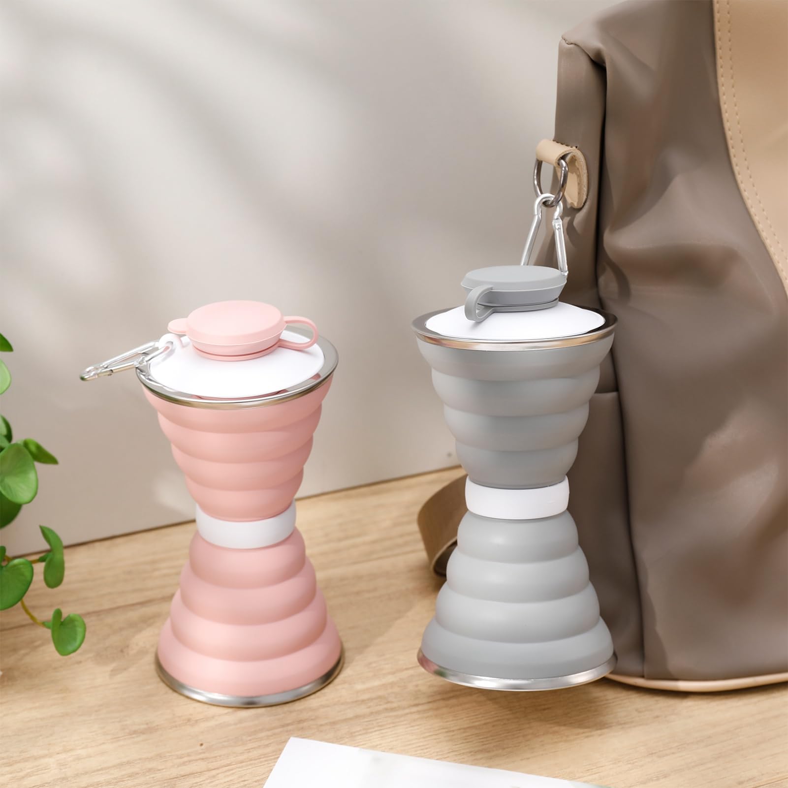 20 Bottiglie D'acqua Pieghevoli In Silicone Da 500 Ml, Con Clip