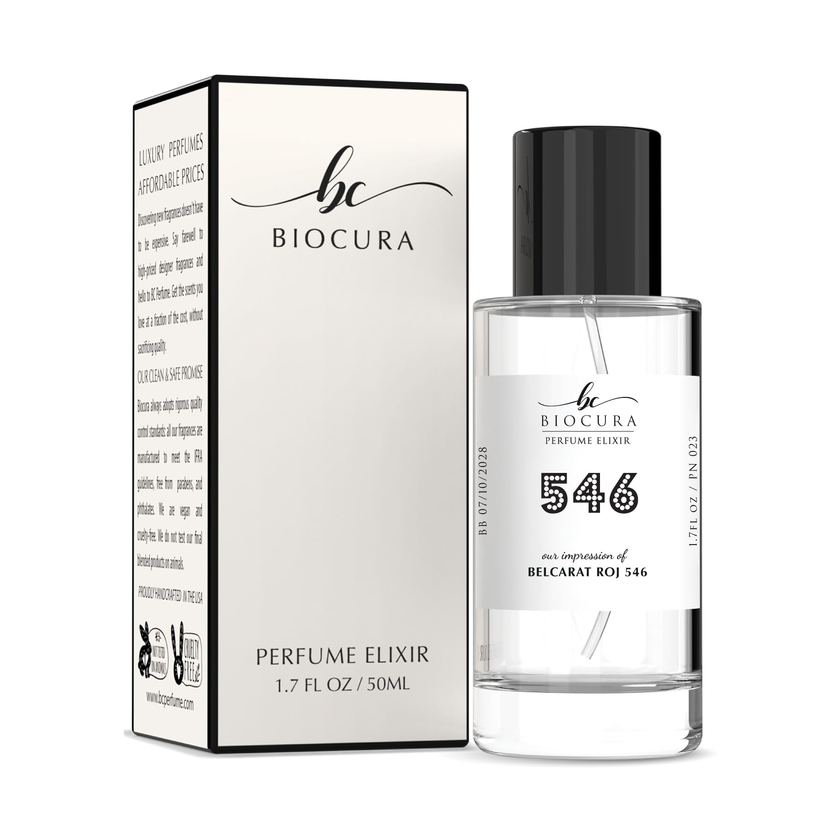 BIOCURA BC Perfume 546 Inspired by Belcarat Roj 546 For Women & Men Replica Fragrance Dupes Eau de Parfum Spray Bottle 1.7 Fl Oz/50ml