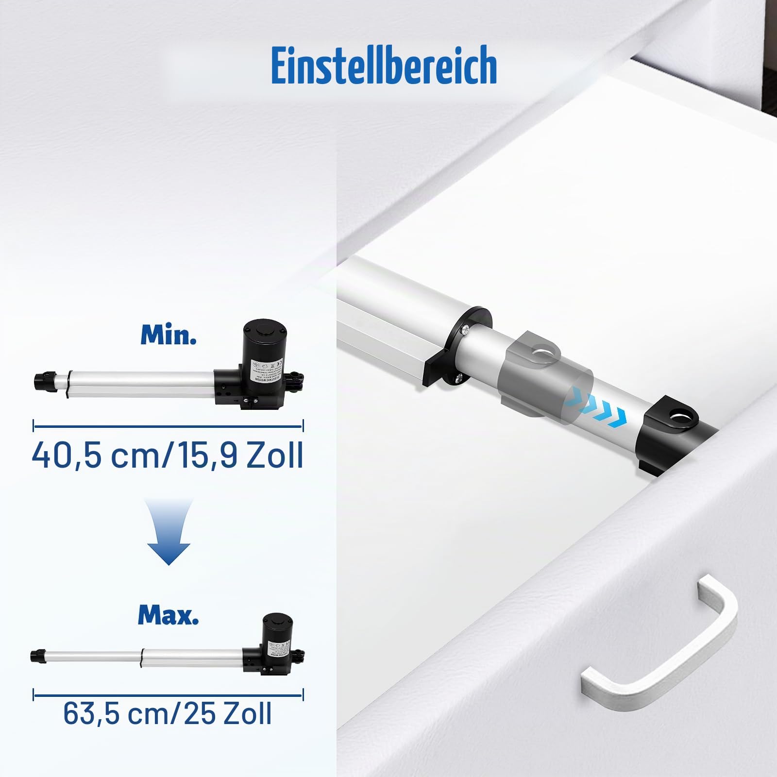 Linearantrieb Druckkraft 6000N, Linearer Aktuator 38-61cm Elektro-Zylinder 12V DC Elektrischer Linearaktuator, Aufzug Hub-Hub für Gerade, Spindelantrieb Hubzylinder Elektrisch Motor Halterung