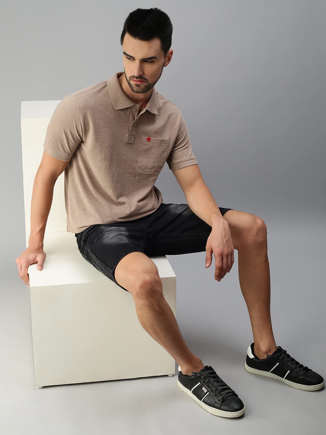 ONN Men's Solid Regular Fit Polo NC432_CML_1PC_Camel_L - Image 5 thumbnail