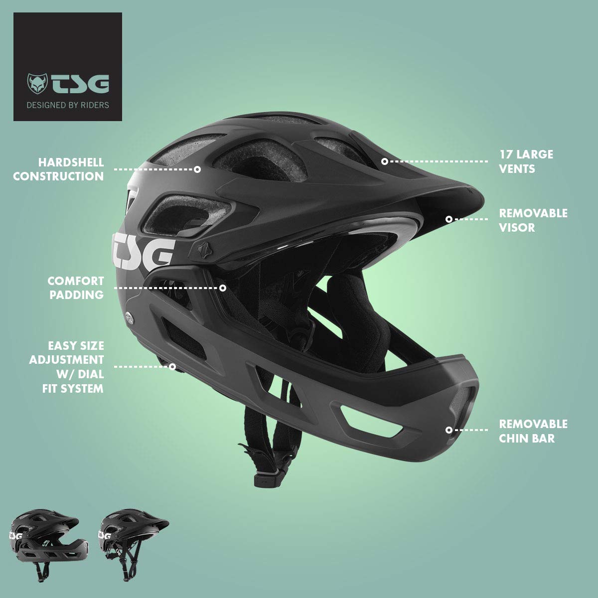 TSG Enduro MTB-Helm Seek FR Schwarz Gr. L/XL