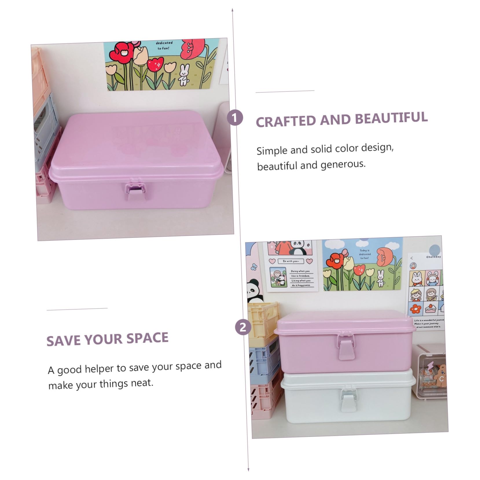 POPETPOP Caja de Almacenamiento de Escritorio Resistente de Hierro Rosa, Organizador Simple Prueba de Golpes para Papelería y Oficina
