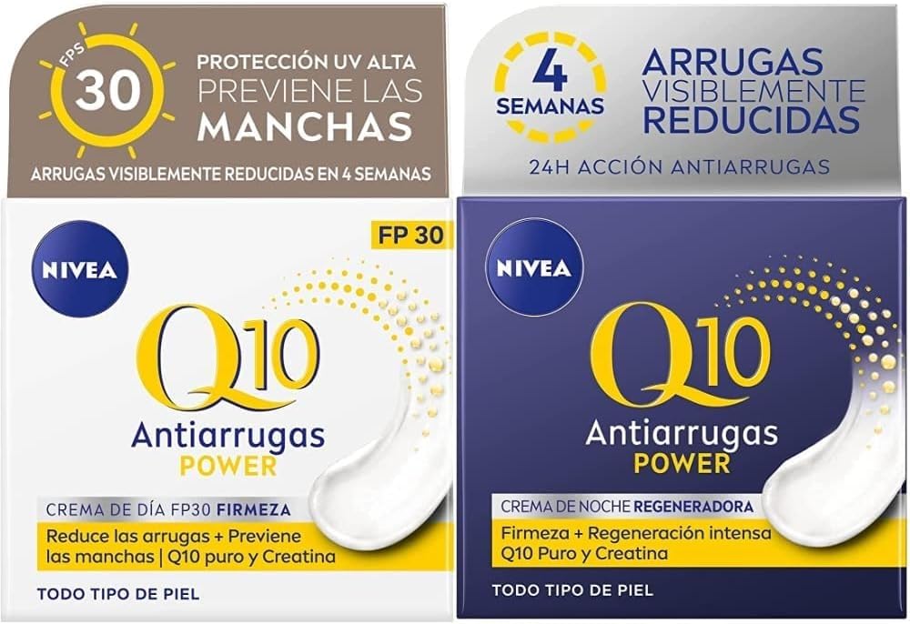 NIVEA Pack Q10 Tratamiento Antiarrugas 4 semanas, Set de Cremas Reafirmantes, Con Crema de Día con Protección Solar FP30 (1 x 50 ml) y Crema de Noche (1 x 50 ml)