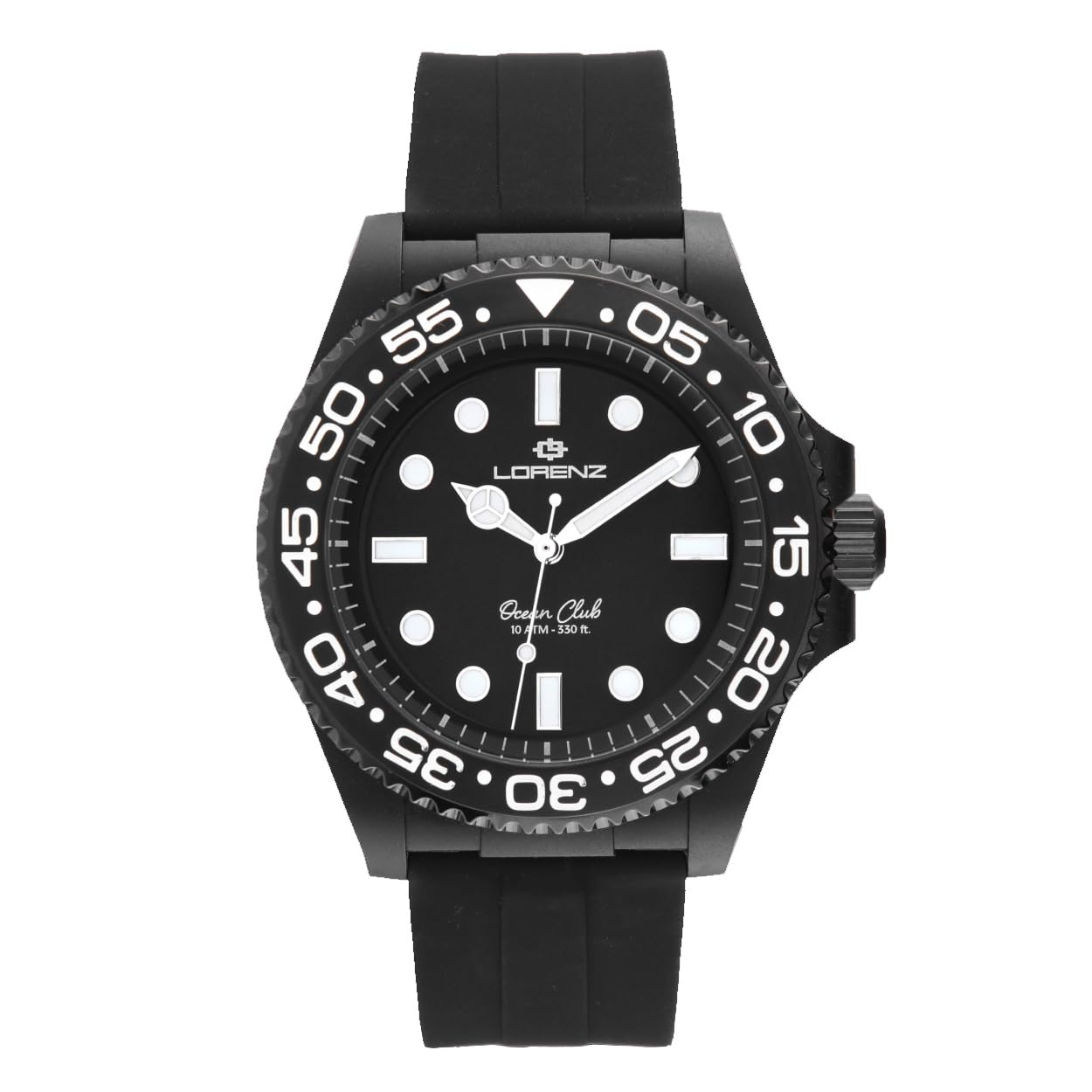 Lorenz Ocean Club 030268AA - Orologio Sportivo da Uomo al Quarzo - Orologio con cassa in superlega Soft Touch nera - Cinturino in Gomma con chiusura deployante - Sub 100 metri - Cofanetto speciale sub