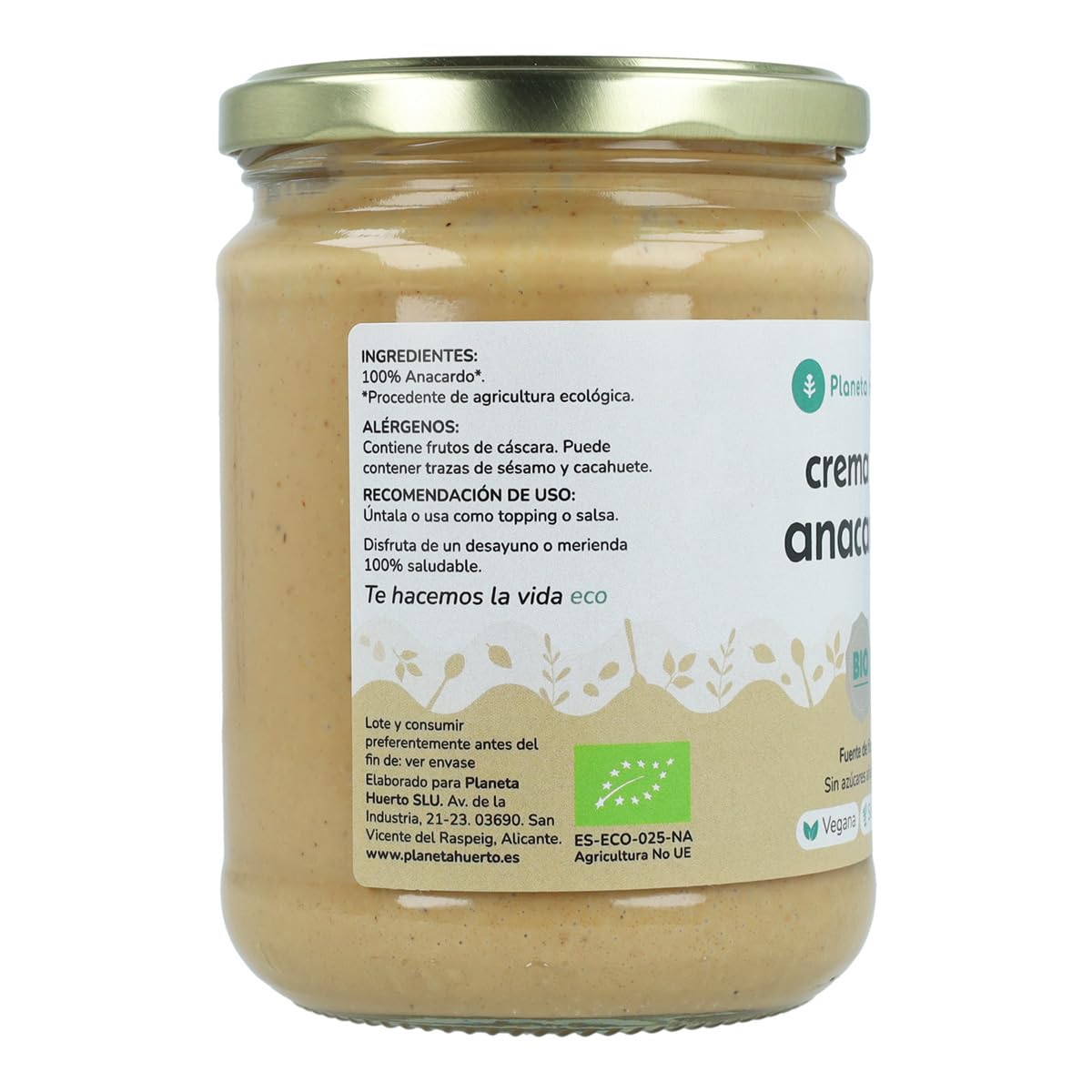 PLANETA HUERTO | Crema de Anacardo ECO 350g - Pasta de Anacardos Ecológicos 100% para una Dieta Equilibrada y Saludable