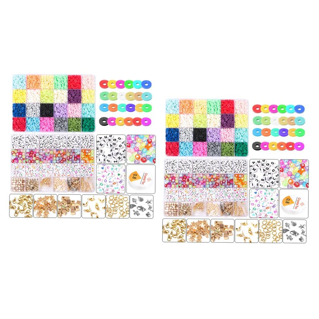 SNAPPSY 2X 5848 Pcs 6mm Clay Heishi Beads Flat Polymer Clay Beads Jewelry Marking-image-5