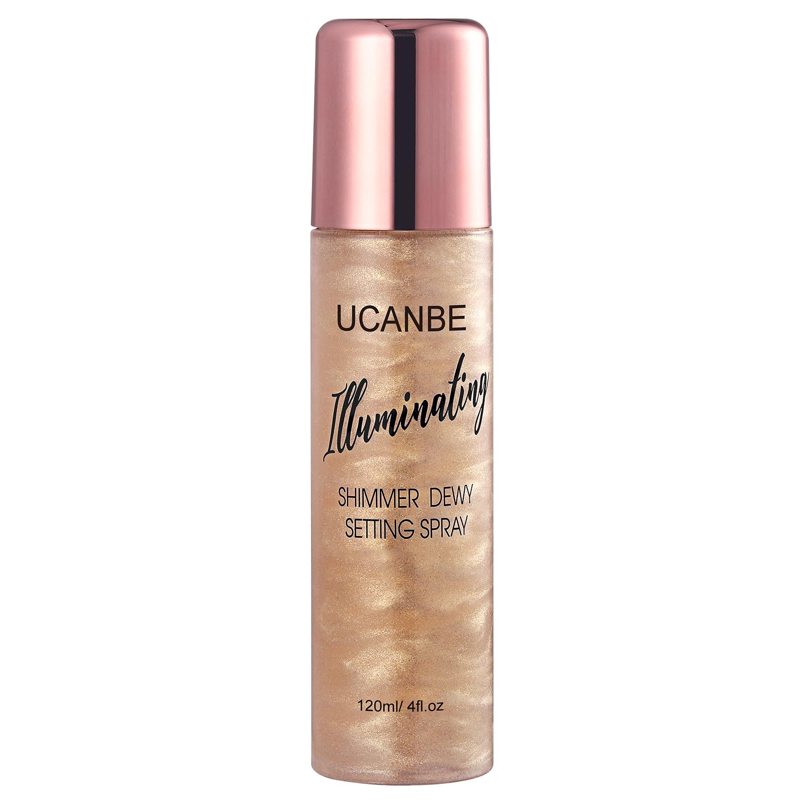 UCANBE Shimmer Dewy Setting Spray – Glowing + Makeup Setting Spray 2 in 1 Lightweight Formula for a Radiant Glow,Long-Lasting Face Mist for Face Body, 4 Fl Oz #Champagne