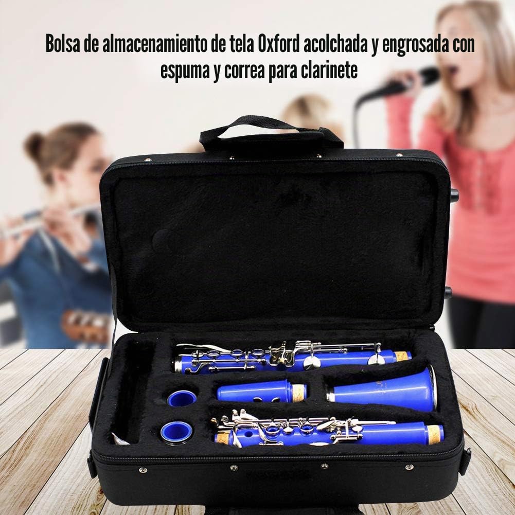 Estuches para Clarinete B Estuche para Clarinete Plano Tela Oxford Negra Lade Espuma Negra Acolchada Estuche de Tela Oxford Engrosada con Correa para Clarinete