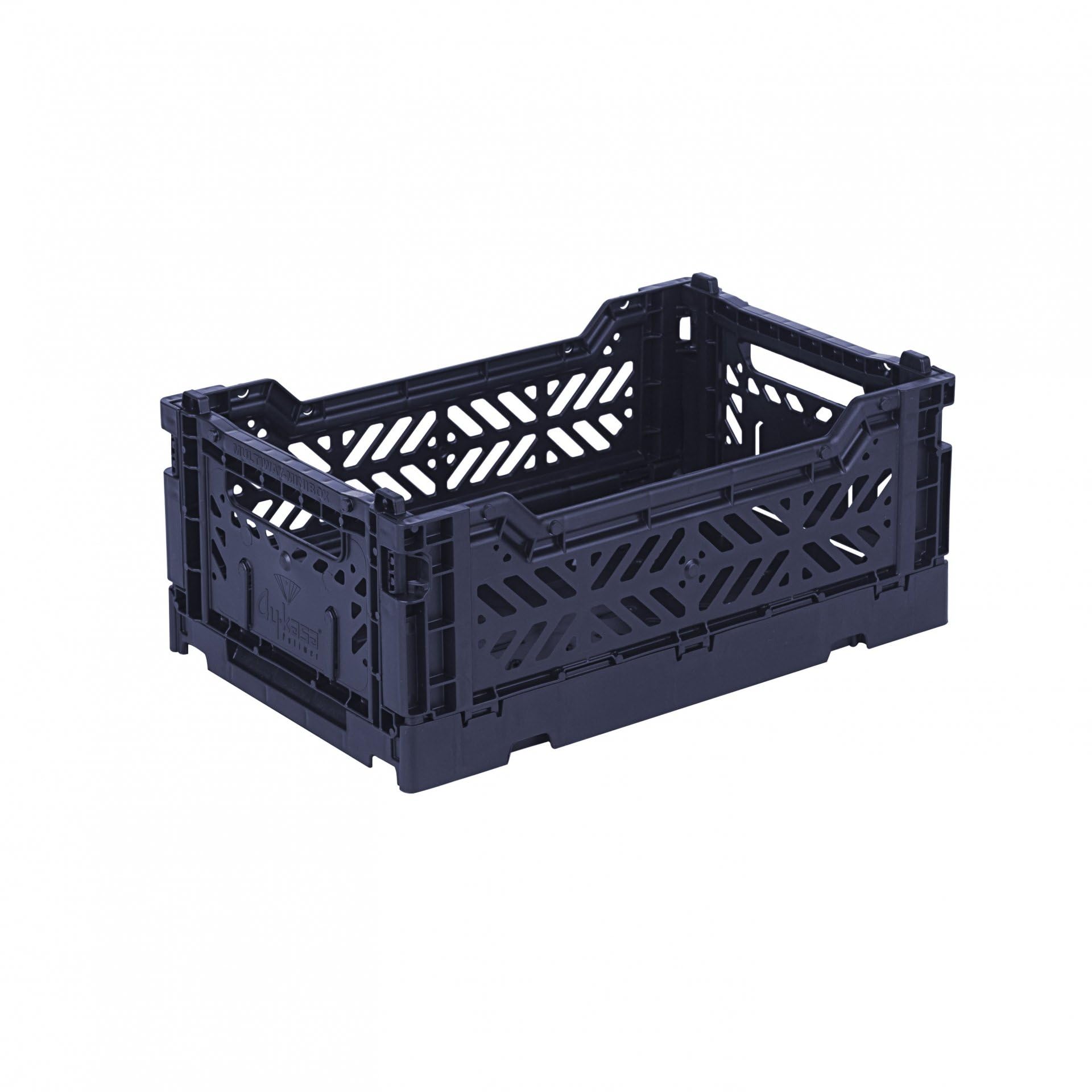 Aykasa Navy Ay-Kasa Folding Crate, Sturdy Folding Box, Plastic, Stackable, Mini (27 X 17 X 11 Cm)