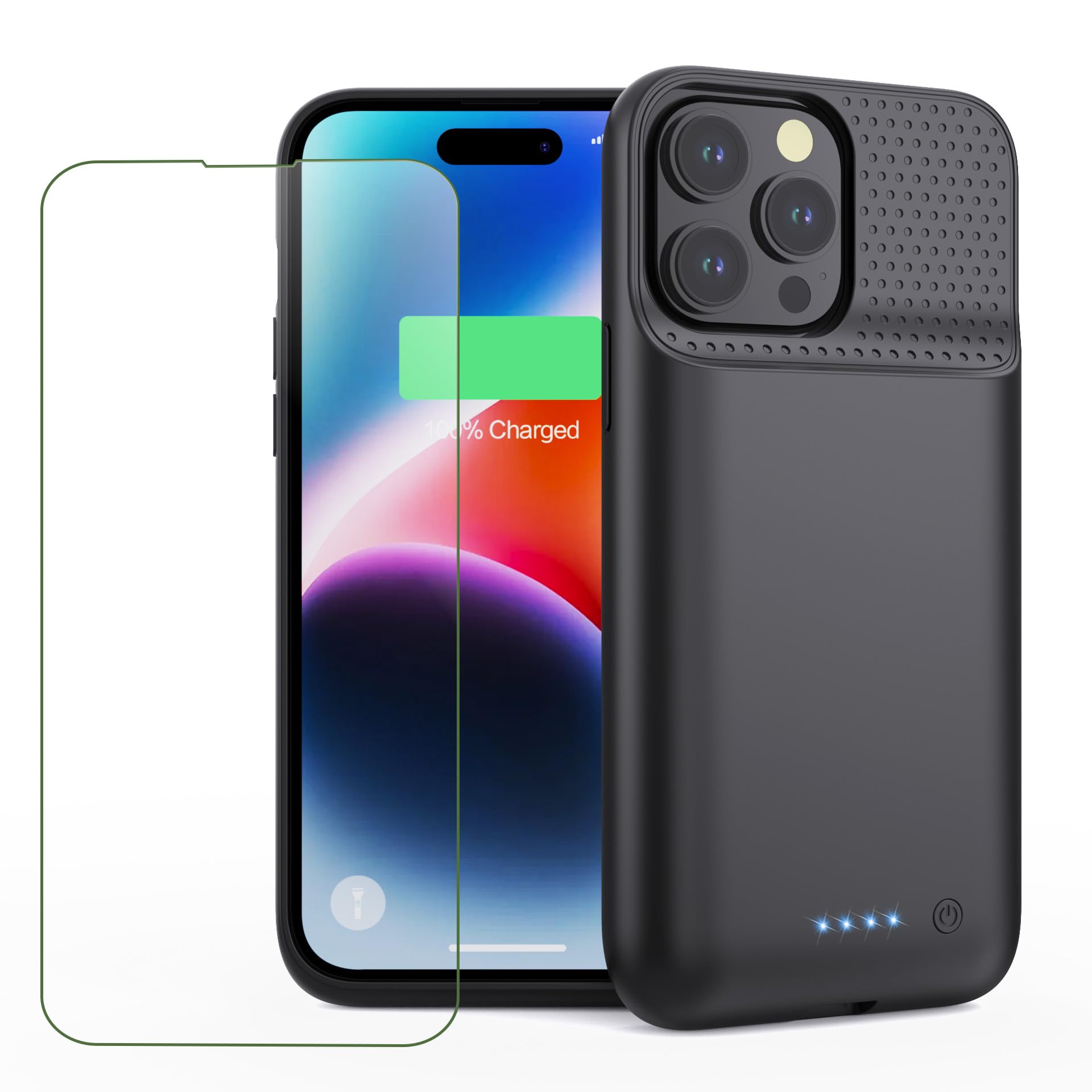 Battery Case for iPhone 14 Pro Max/14 Plus/13 Pro Max,[2025 Upgraded] 8600mAh Ultra-Slim Portable Extended Charger Case Cover for iPhone 13 Pro Max/14 Pro Max/14 Plus Charging Case (6.7 Inch)-Black