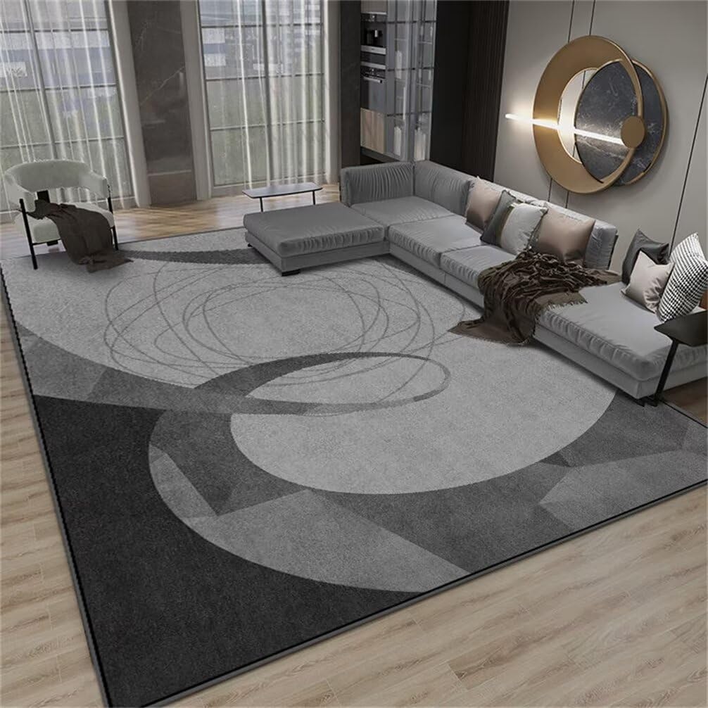 Tapis poil ras moderne gris et grand tapis enfant chambre 300x400