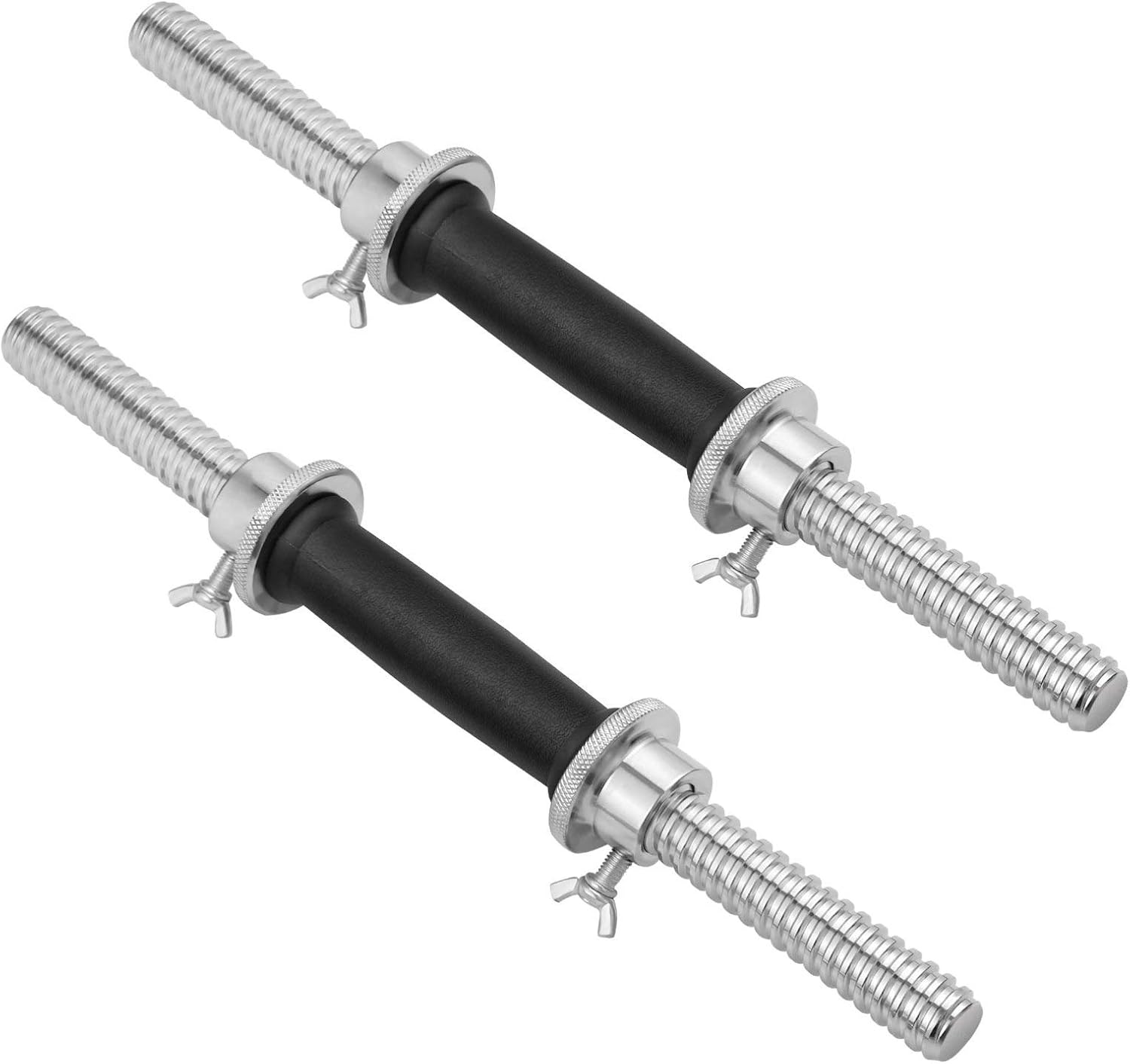 2pcs Dumbbell Bars Cast Iron Dumbbell Handles with 4 Double Safety Nuts Barbell Bars Covered with Rubber Weightlifting Accessories for Gym Training Sports Workout