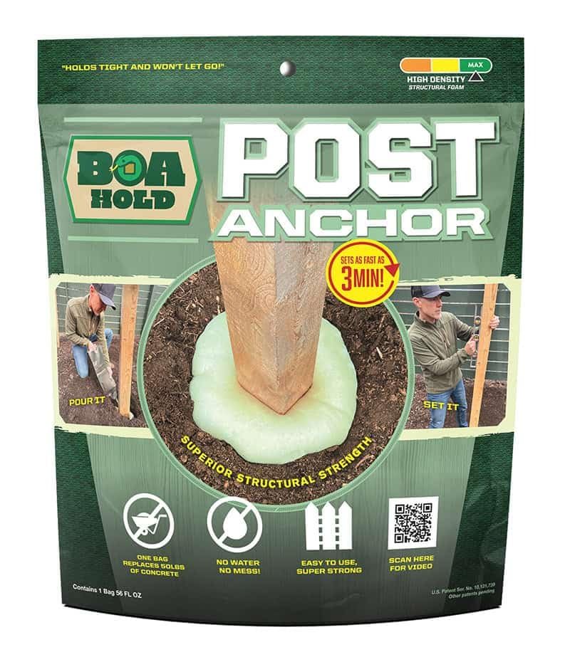 Boa Hold Post Anchor Alternative to Concrete | No Water Fast-Setting Anchor for Fence Deck Mailbox Posts | One Bag Kit