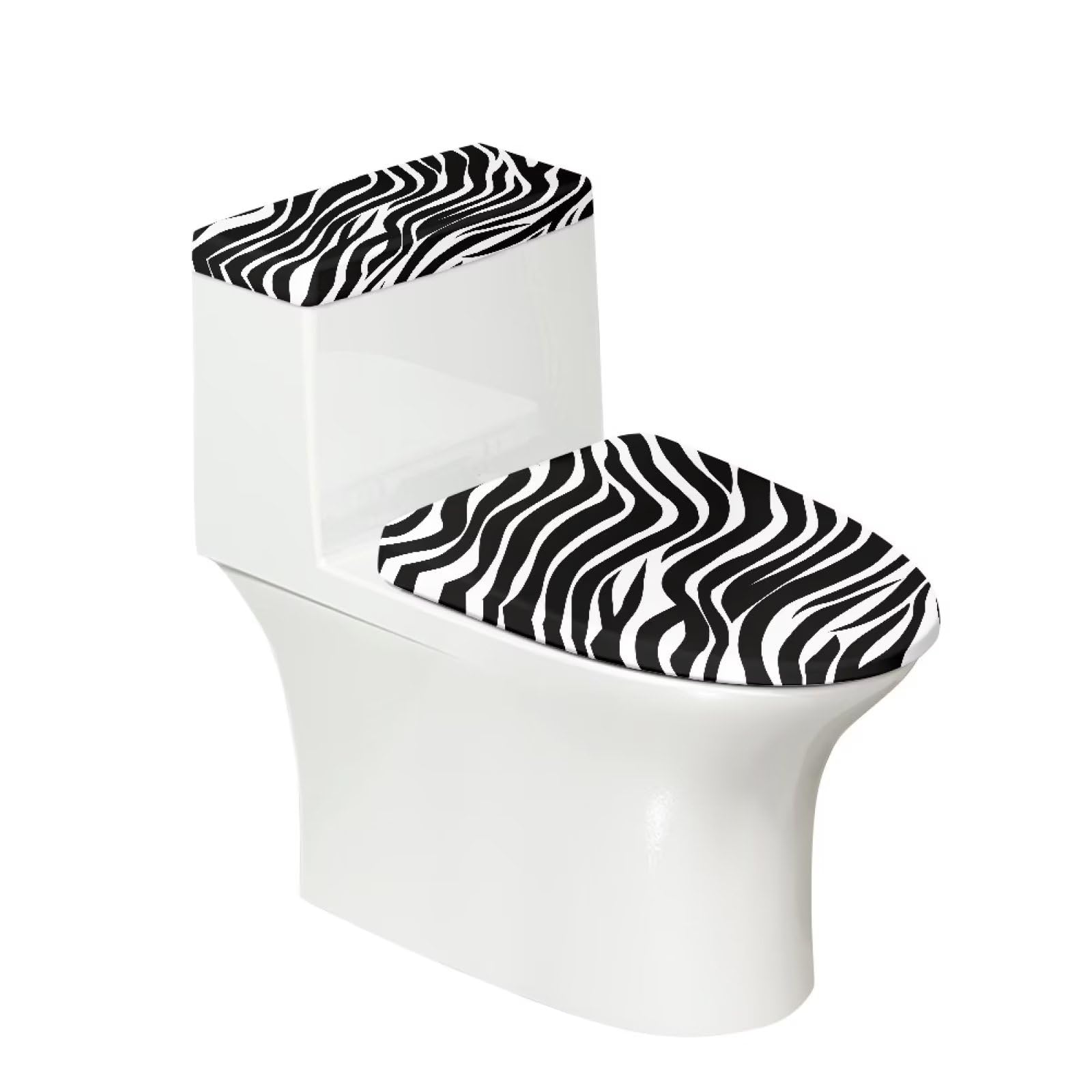 PZZ BEACH Zebra Stripes Stretch Toilet Lid Cover and Toilet