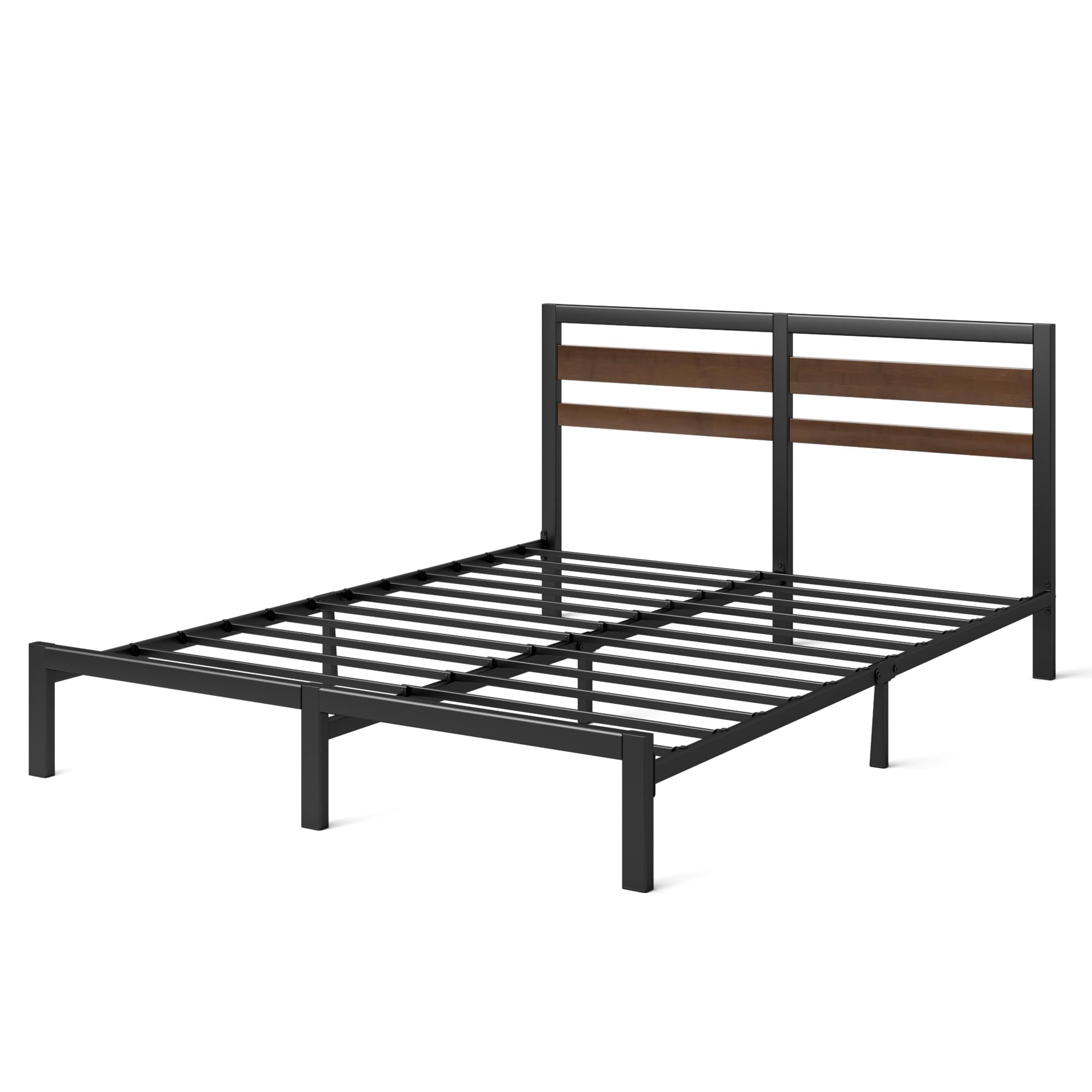 Zinus Kai Rama łóżka 140 x 200 cm z bambusowym zagłówkiem – metalowe łóżko 140 x 200 cm z metalowym stelażem pod materacem – platforma o wysokości 80 cm z wolną przestrzenią pod spodem – nie wymaga