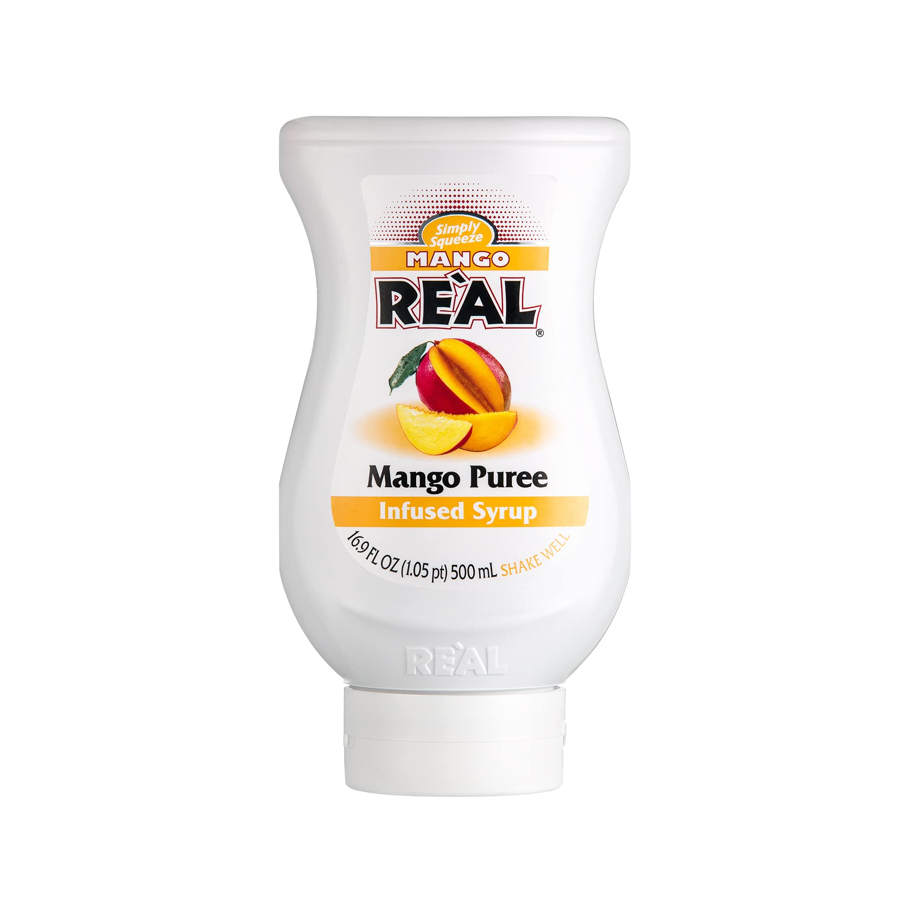 Re’al Syrup | Mango Puree Infused Fruit Syrup | Made with Real Mango | 500ml |Natural Ingredients| Cocktails, Baking, Smoothies, Mixing Drinks, Desserts, Cooking