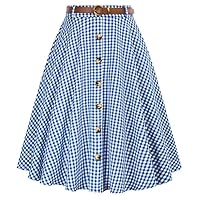 Mrugneni Check Short Skirt with Belt Blue- White