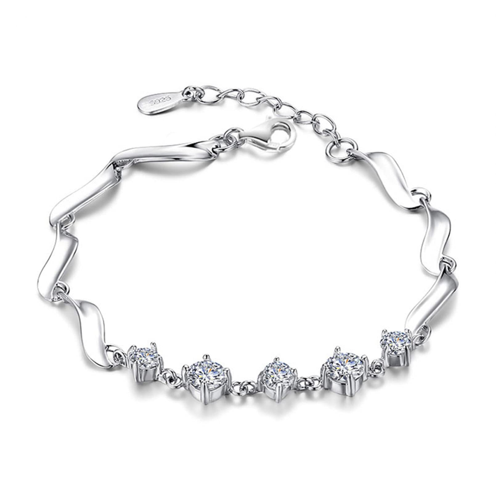 Bransoletka damska 925 Sterling Silver Moda damska Bransoletka Biżuteria ślubna Bransoletka z cyrkoniami Prezent