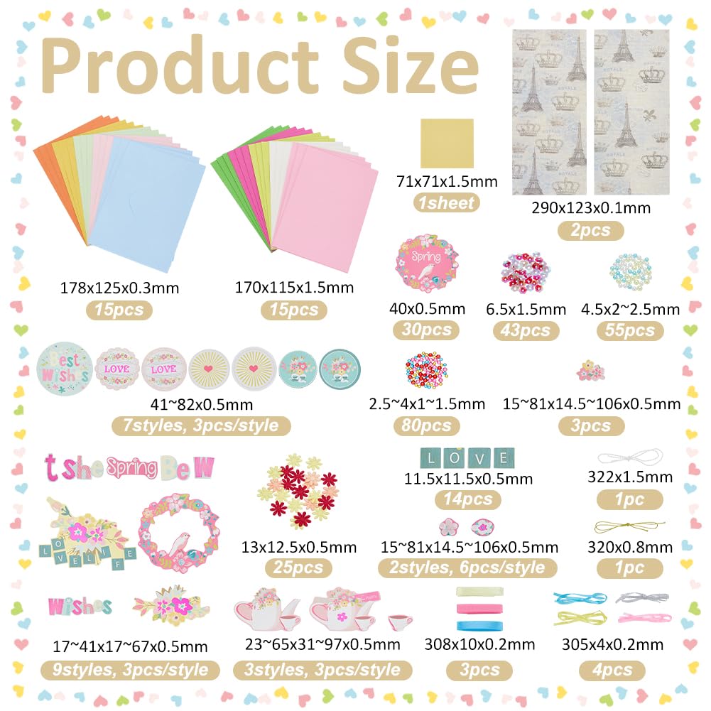 AHANDMAKER Kits de fabricación de tarjetas de papel, 15 tarjetas de felicitación en blanco y sobres, tarjetas de felicitación coloridas para cumpleaños, bodas, profesores, padres, Navidad, regalos
