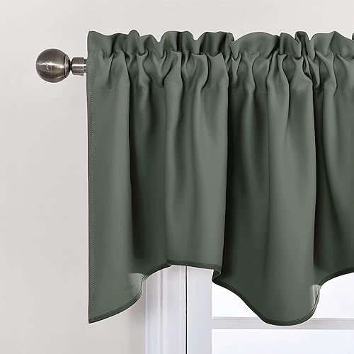 Miniatura 2 de NICETOWN Cenefas pequeñas para sala de estar, cenefas de cocina para ventanas pequeñas, cenefas de ventana cortas festoneadas (52 x 18 pulgadas,