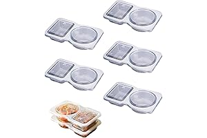 5PCS Double Compartment Condiment Container, 2 Compartment Snack Containers for Condiments or...