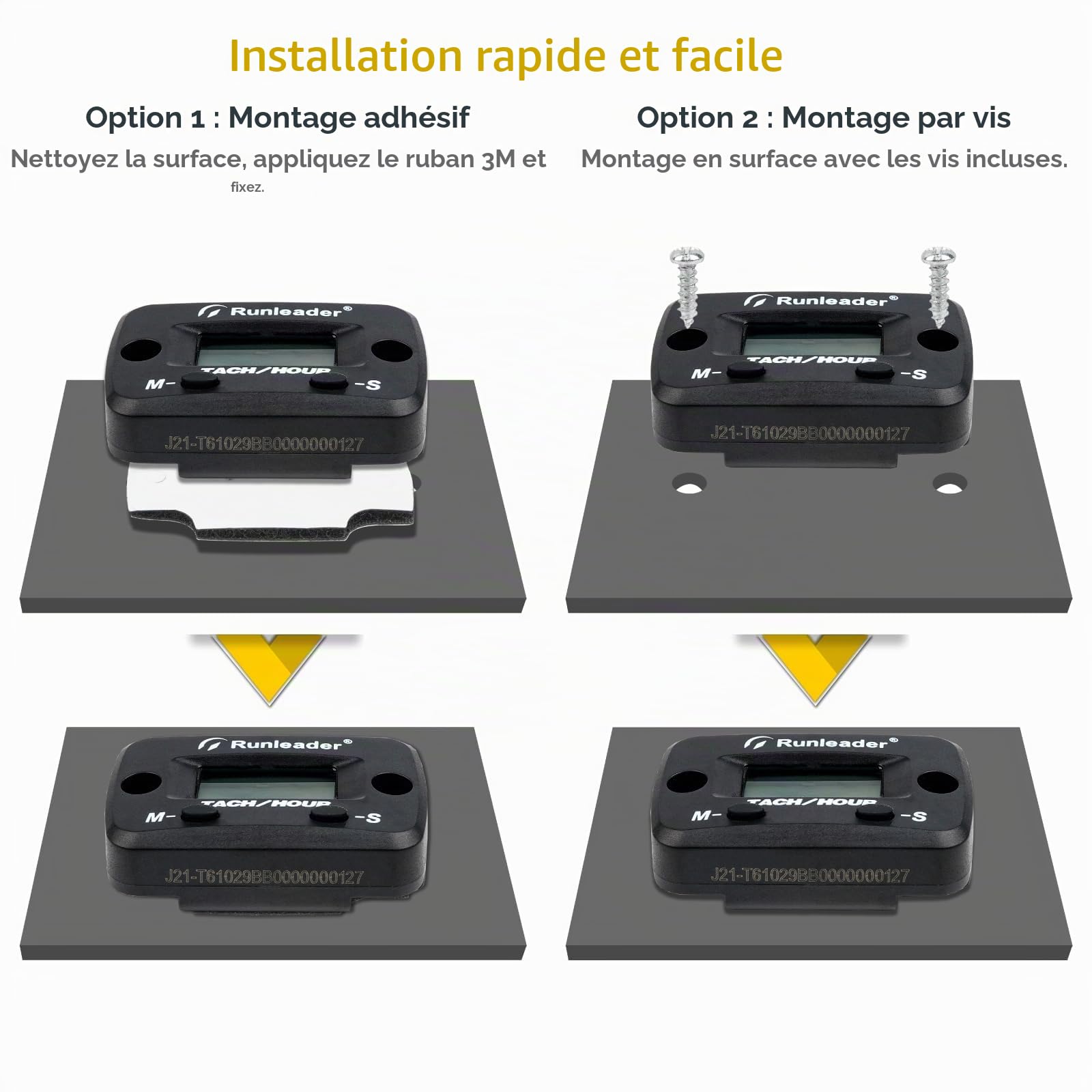 Tach/Compteur d'Heures Numérique Avec Rappel Maintenance – Étanche, Batterie Remplaçable, Programmable Pour Moto Cross Moteurs Essence Tondeuse Tronçonneuse Générateur Moto Compresseur d'Air