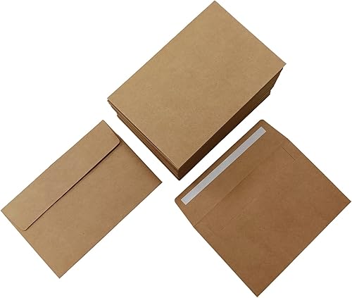 Miniatura 4 de Sobres de invitación A7 de papel kraft marrón A7, paquete de 100 sobres de 5.25 x 7.25 pulgadas, autoadhesivos rápidos, para bodas, graduaciones,