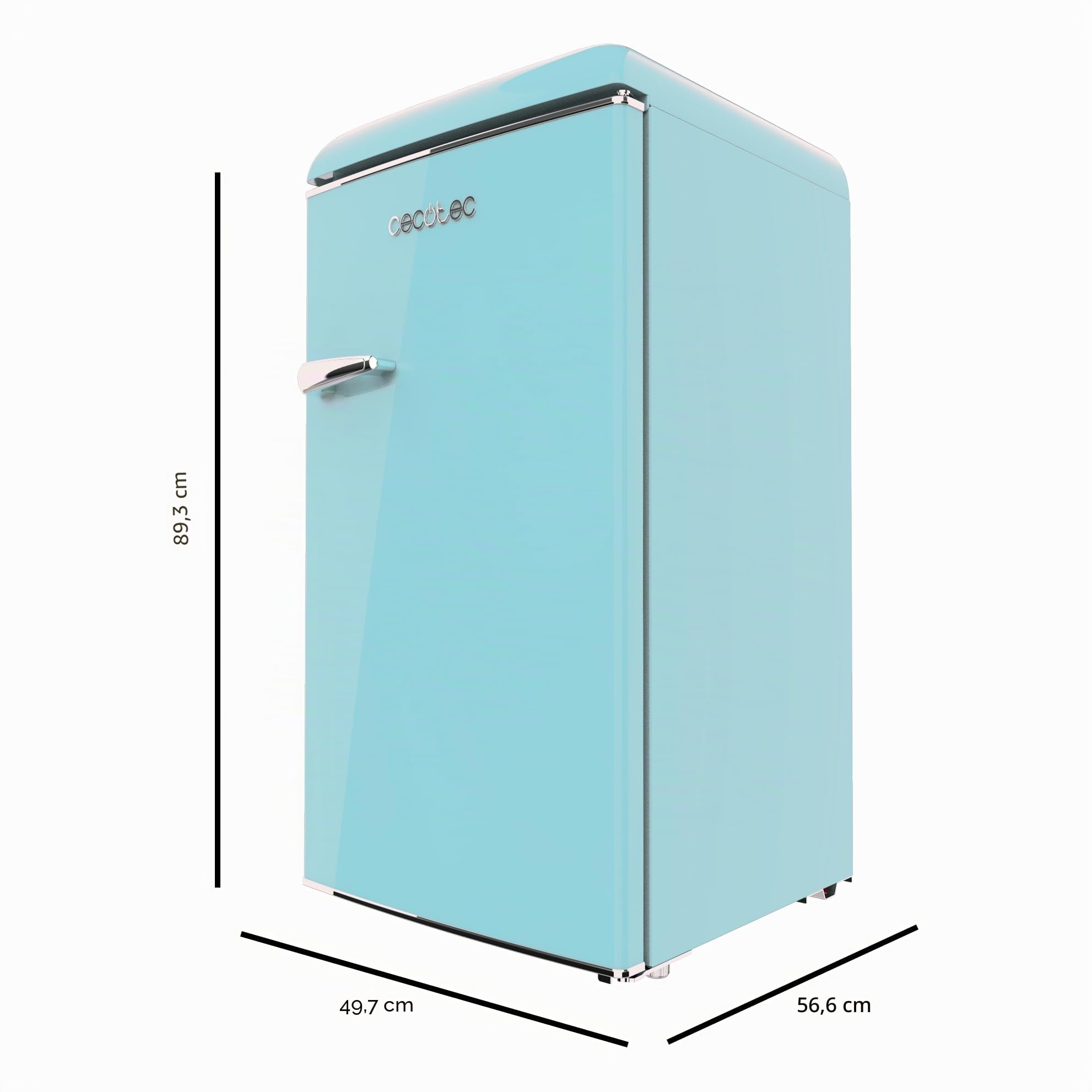 Cecotec Mini Retro-Kühlschrank Bolero Coolmarket TT Origin 103 Blau E. Mini Retro-Kühlschrank Blau, 89,3 cm hoch und 48,7 cm breit, 95 L Fassungsvermögen und Energieklasse E.
