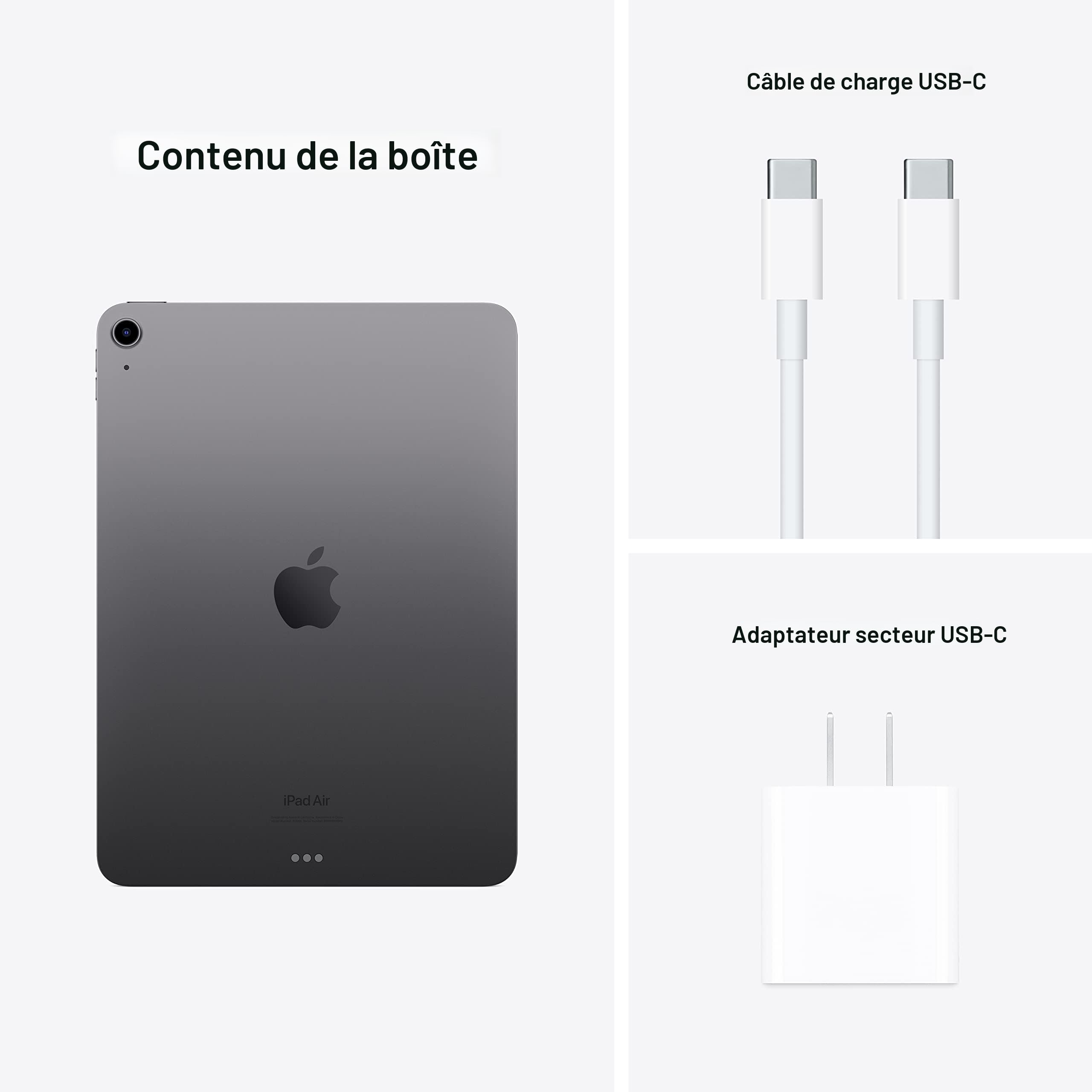 Apple iPad Air 2022 5e génération (10,9 pouces, Wi-Fi, 64 Go) Gris