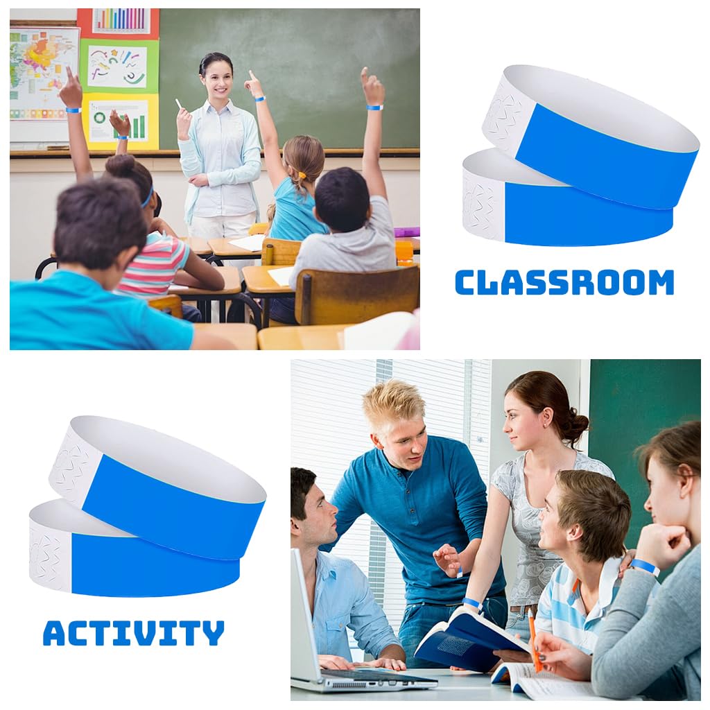 HASTHIP® Paper Wrist Band 300 Pack Waterproof Blue for Events Party Entry 3