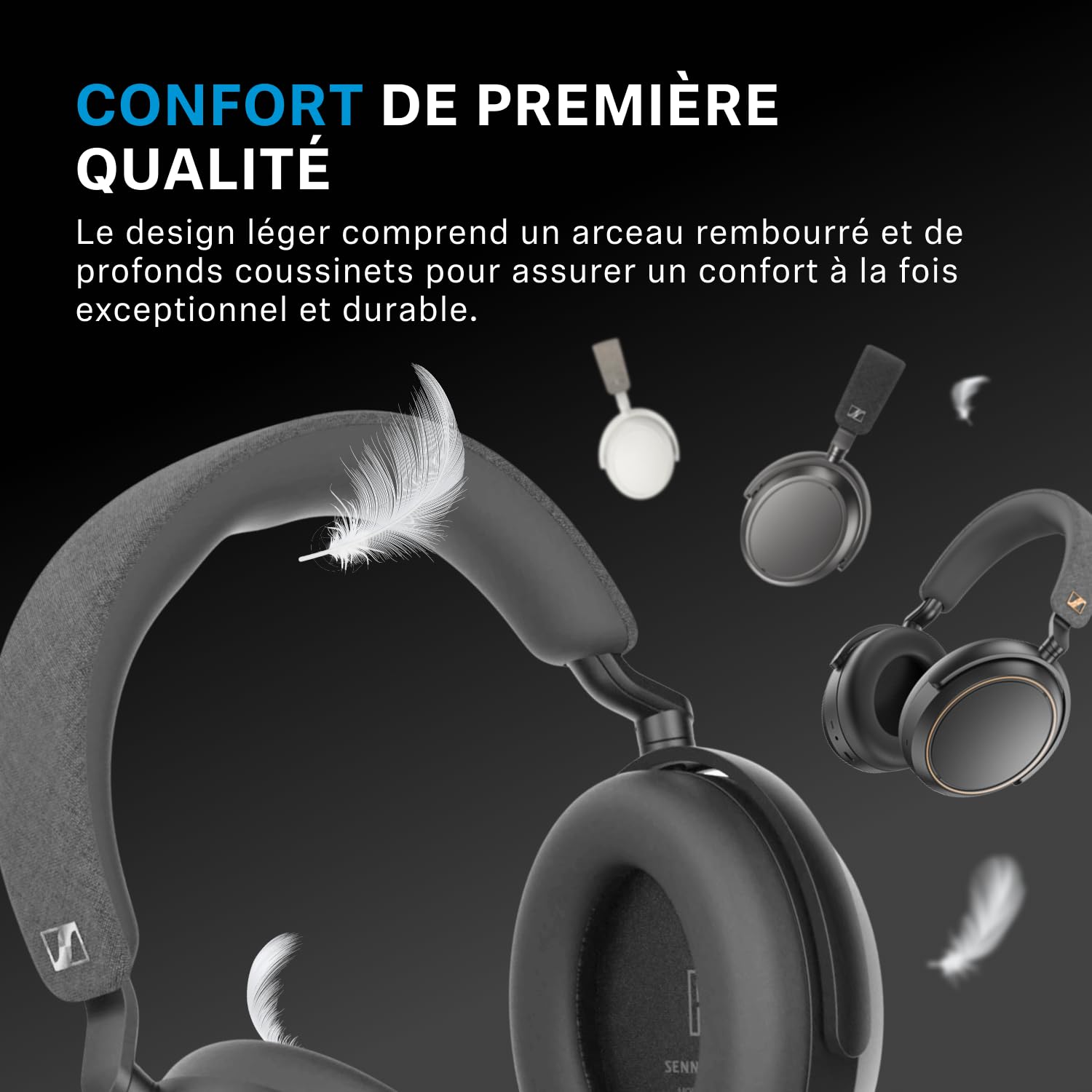 Sennheiser MOMENTUM 4 Casque Sans Fil à Réduction de Bruit, Casque Bluetooth pour Appels d'une Clarté Cristalline avec ANC Adaptatif, Casque Over Ear, 60 Heures d'Autonomie, Design Pliable, Noir