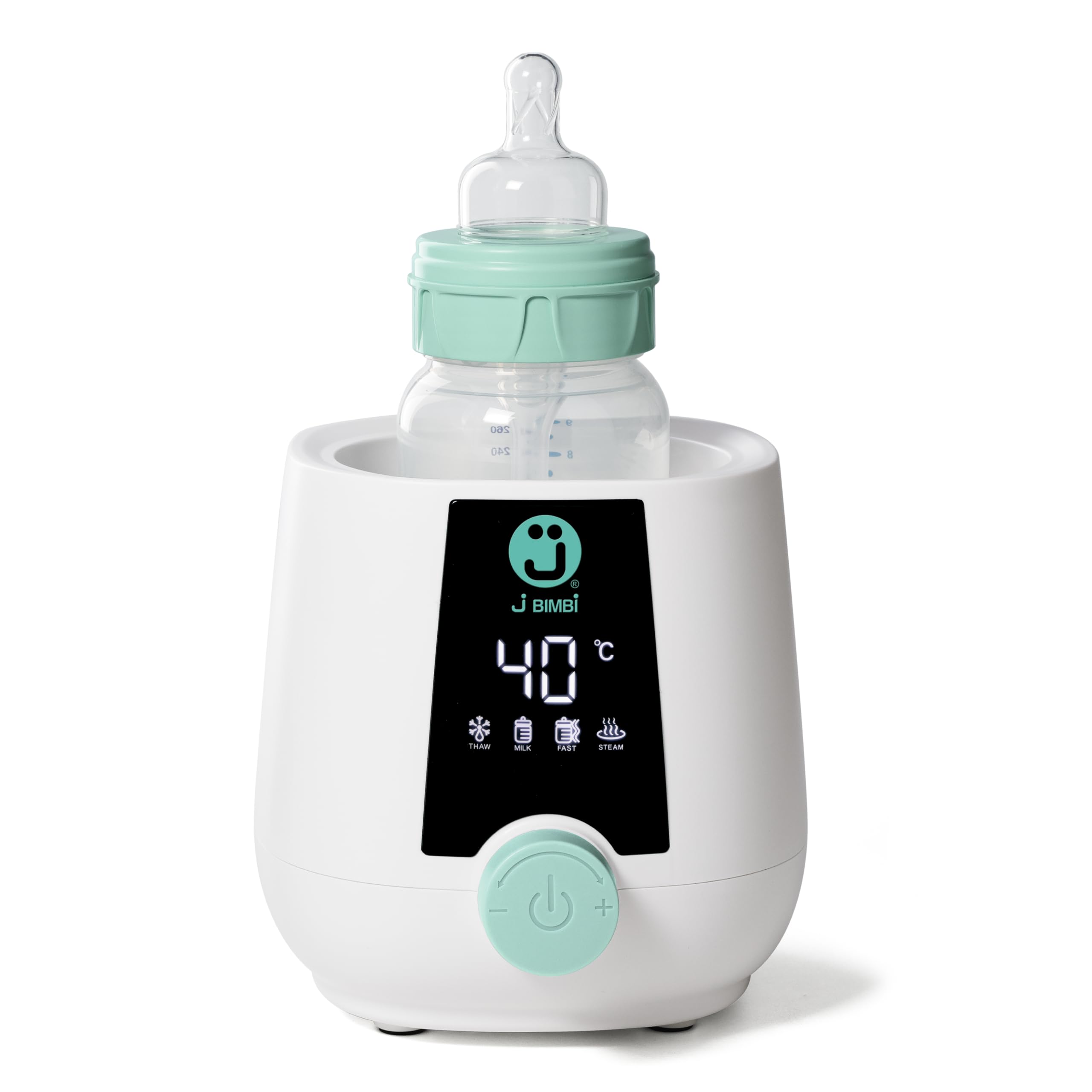 J BIMBI Warm-Up Home Scaldabiberon e Sterilizzatore 4 in 1 Universale Rapido, Scongelamento e Mantenimento Temperatura, Biberon Neonati