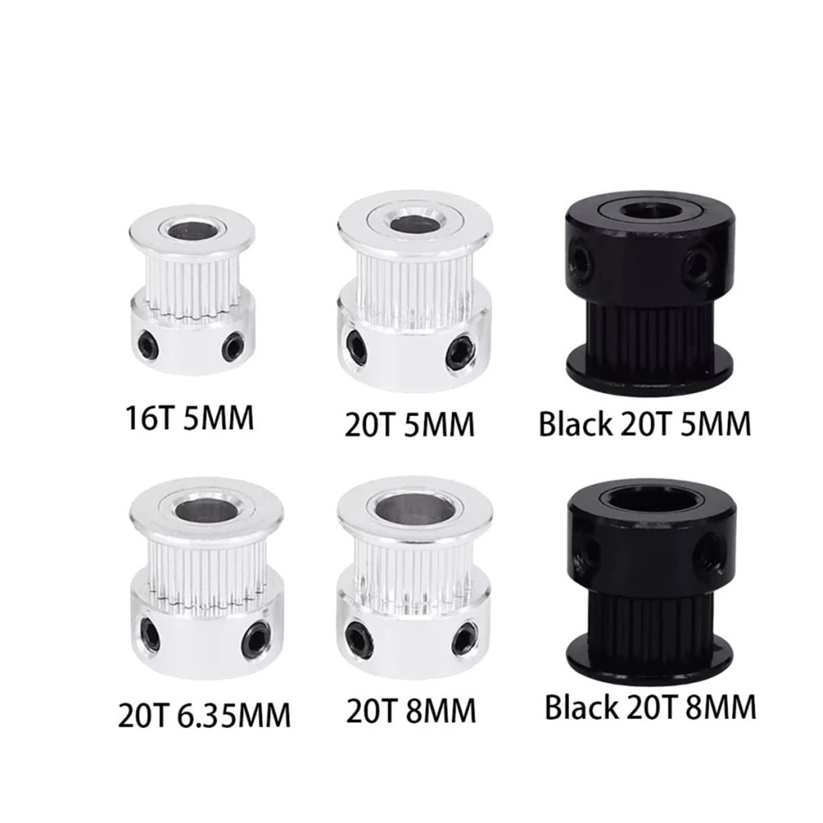 Generisch Zahnriemenscheibe GT2 2GT, 16T 20T, 5 6 6.35 8mm Bohrung, 6mm