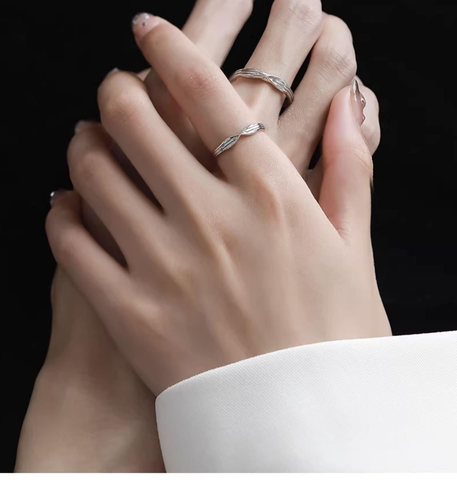 Anillos Ajustables Nombre Grabado Mujer Hombre Plata Ley 925, Entretejer, Anillos de Boda Pareja Plata
