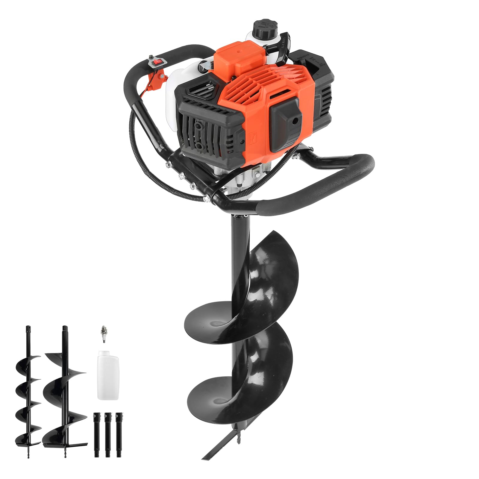 VEVOR Gas Powered Post Hole Digger, 52cc Post Hole Auger with 6" &amp; 10" Bits, 3 Extension Rods, 1450W Heavy-Duty Earth Auger for Fence Posts, Deck/Pergola Posts, Plant/Tree Planting, EPA Listed