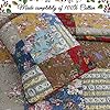 Cozy Line Home Fashions 100% Cotton Hand Piecing Real Patchwork Floral Plaid Country Farmhouse Reversible Quilt Bedding Set Coverlet Bedspread for All Seasons (Khaki Red, Queen - 3 Piece) #3