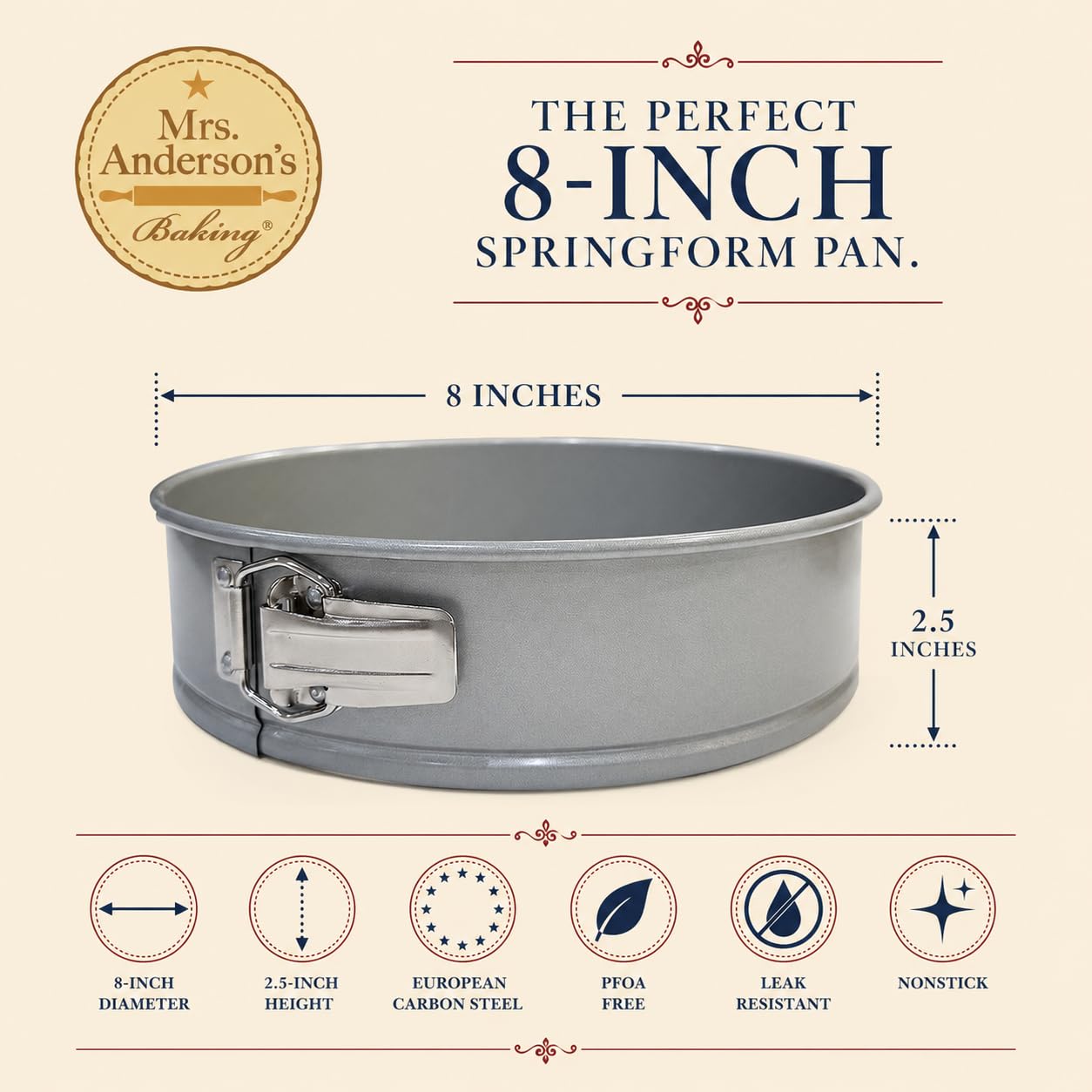 Mrs. Anderson's Baking Non-Stick Springform Pan, 8-inch by HIC Harold Import Co.