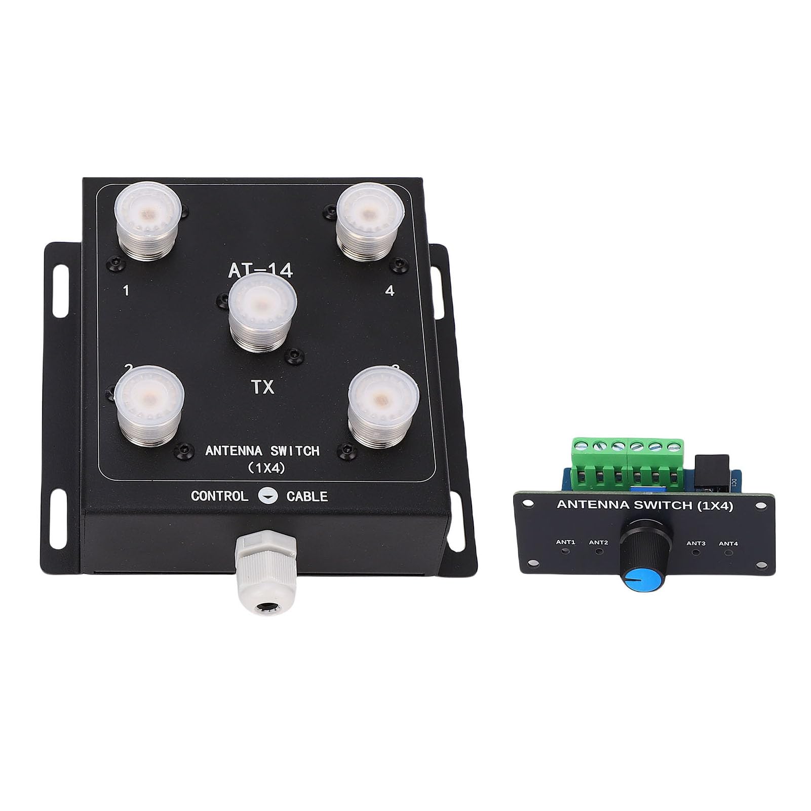 FTVOGUE Commutateur d'antenne, Alliage d'aluminium, Fonctionnement à Distance, Commutateur Coaxial 4 Voies, 1,8 MHz-60 MHz, Idéal pour Les Installations 'antenne de Toit ou de