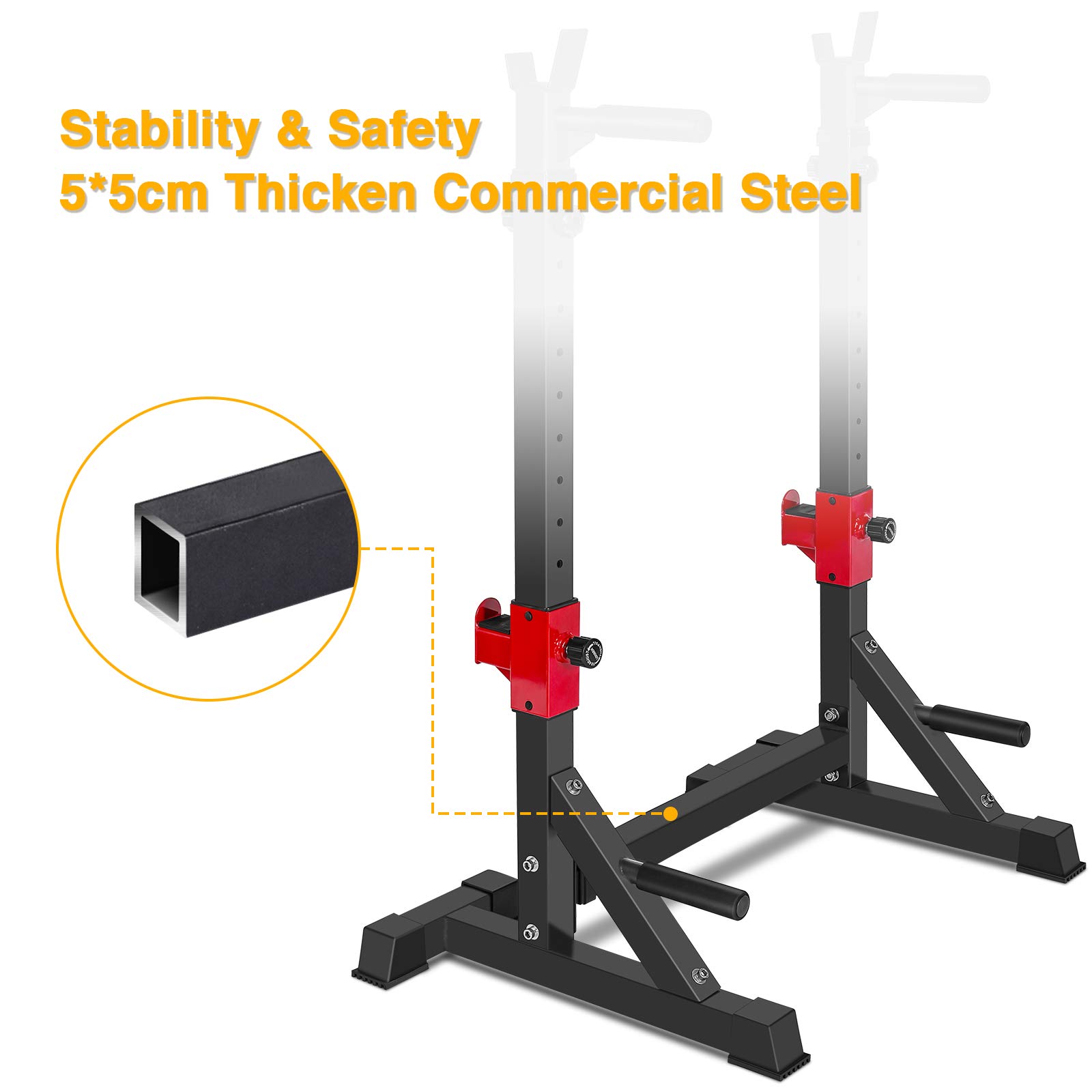 AKYEN Adjustable Squat Rack Stand, Barbell Rack, Dip Bar Station Adjustable Bench Press Rack