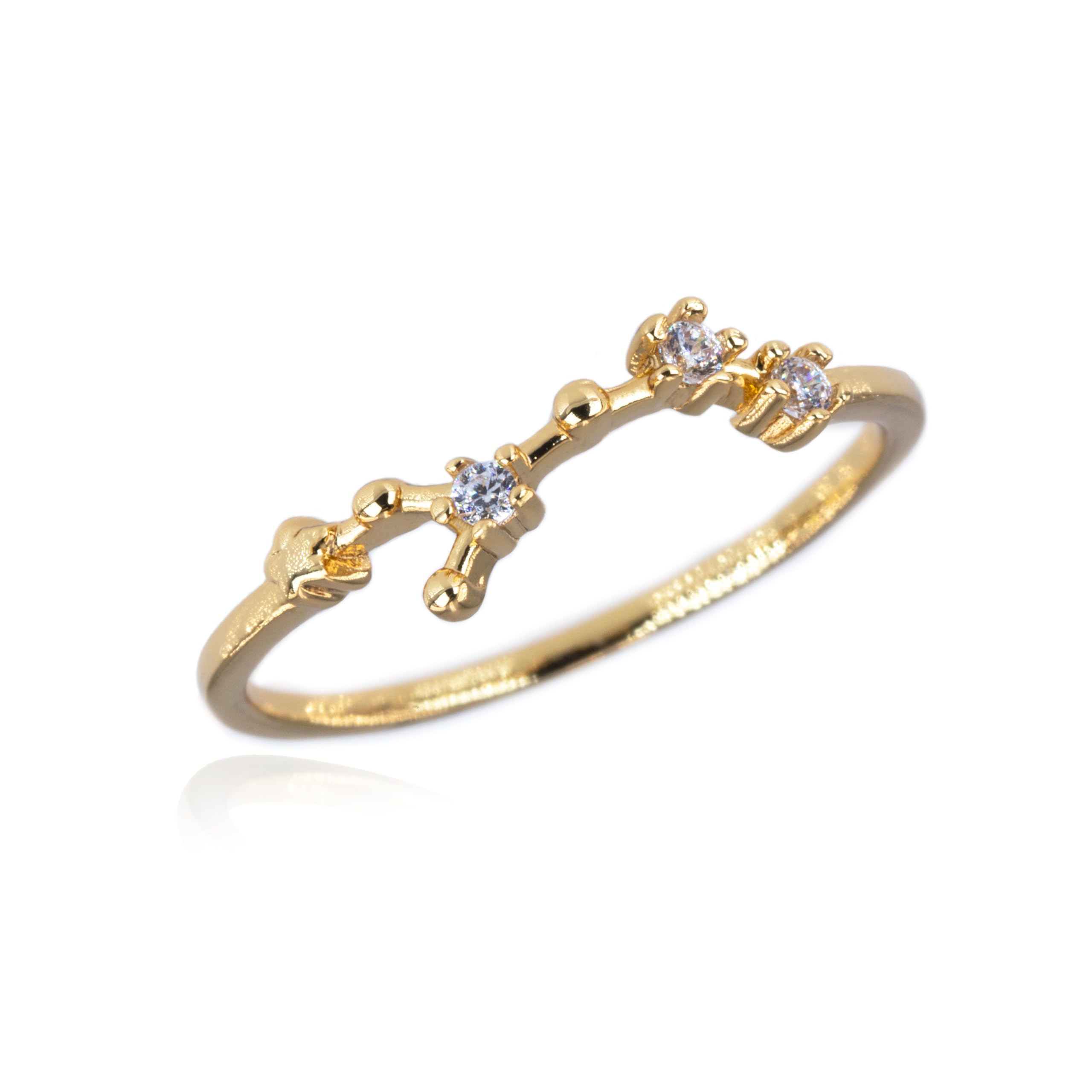 Zodiac Taurus Constellation Ring For Women 14k Gold Birthday Dainty Ring Gift For Her Stackable Star Celestial Jewelry Personalized Astrology Horoscope Gift Female Cute Everyday Ring (TAURUS & GOLD)