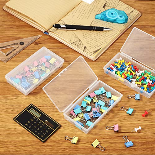 Image of SATINIOR 24 Packs Small Clear Plastic Beads Storage Containers Box with Hinged Lid for Storage of Small Items, Crafts, Jewelry, Hardware(4.8 x 2.4 x 0.9 in)